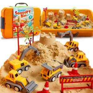 JOYFY Construction Sensory Bin Sandbox with Lid