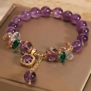 Natural Purple Crystal Bead Bracelet